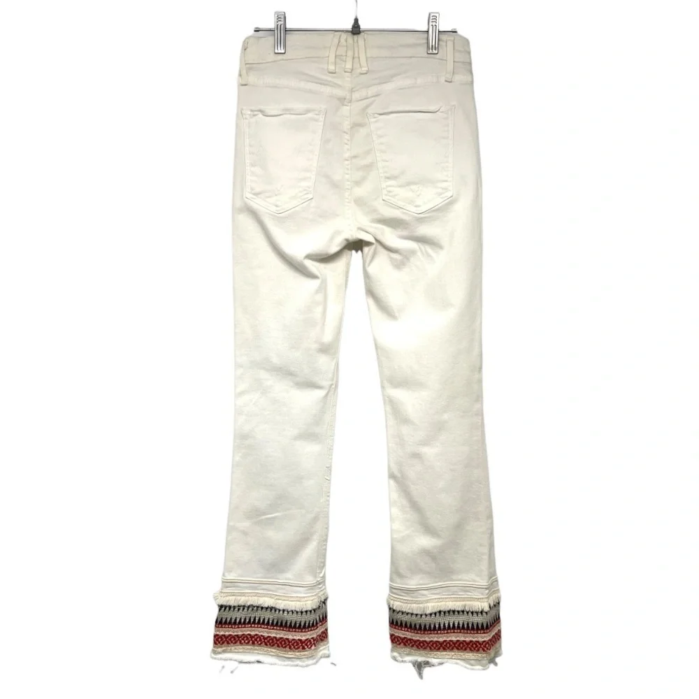 McGuire Ambrosio Majorette White Bohemian Kick Flare High Rise Crop Jeans - Picture 6 of 12